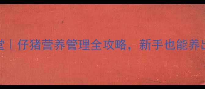 图片 健康养殖小课堂｜仔猪营养管理全攻略，新手也能养出健壮小猪崽！