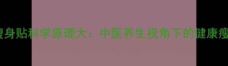 图片 魔丽维瘦身贴科学原理大：中医养生视角下的健康瘦身方案2